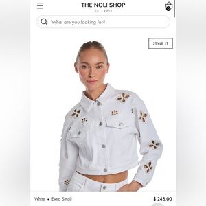 Brand new NWT The noli shop KAIA PEARL JEAN JACKET - WHITE